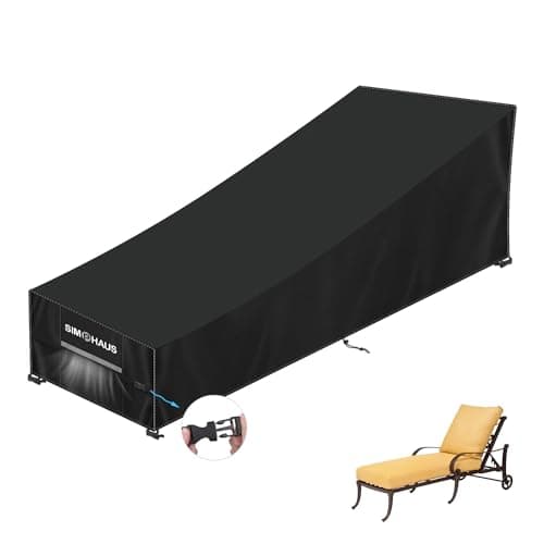 Image of SIMPHAUS Outdoor Sunbed Covers Waterproof Garden Sun Lounger Cover Rattan Lounger Cover Garden Furniture Lounger Chair Cover Anti UV 420D Oxford Fabric Garden Recliner Chair Covers 180x80x40/89cm
