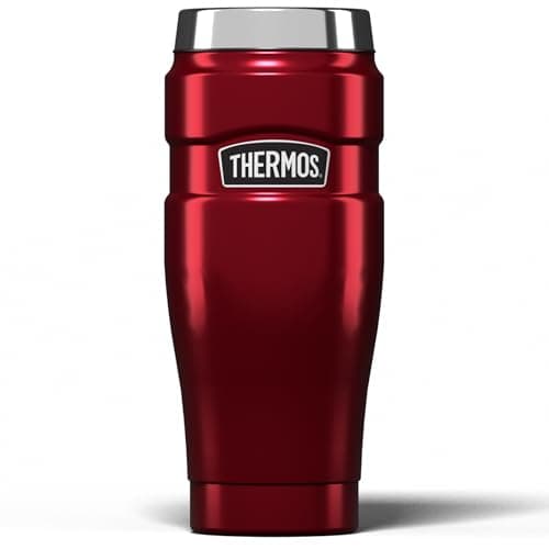 Image of Thermos Stainless King Travel Tumbler & Multi- Purpose Flask- 470ml Insulated Hot & Cold Water Bottle for Daily Commute & Weekend Adventures - Sleek Design in Red, 5-Year Durability