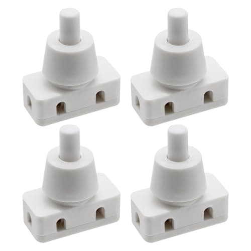 Image of 4X Push Button Switch On/Off Recessed Pressure Switch with Thread and Screw Cap 220V~60HZ 10A for Desk Lamp Air Cooler Mounting Diameter White Plastic