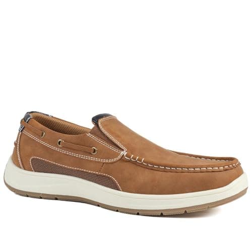 Image of Pavers Mens Wide Fit Slip-On Shoes in Tan - Comfortable Shoes to Walk in - Cushioned Insole & Stable Sole for Everyday Casual Wear - UK Size 12