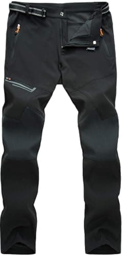 Image of TACVASEN Waterproof Trousers Men Quick Dry Stretch Work Trouser Breathable Pants for Hiking Travel with Zip Pockets Black,32