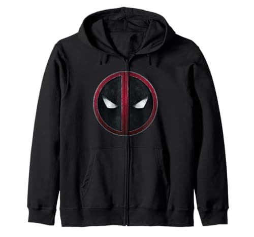 Image of Marvel Studios Deadpool & Wolverine Deadpool Mask Symbol Zip Hoodie