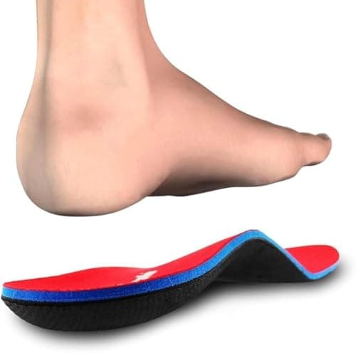 Image of PCSsole Orthotic Arch Support Shoe Inserts Insoles for Flat Feet,Feet Pain,Plantar Fasciitis,Insoles for Men and Women (Red, Men6/Women(5.5-6) 25cm)