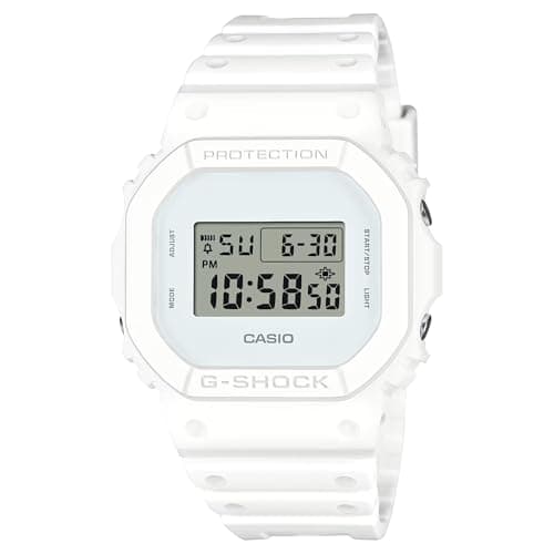 Image of Casio G-Shock Digital Quartz Watch with Plastic Strap, Resin Case, Stopwatch, Countdown, Alarm, Light Functions, Waterproof 200 Metres, White, DW-5600WW-7ER
