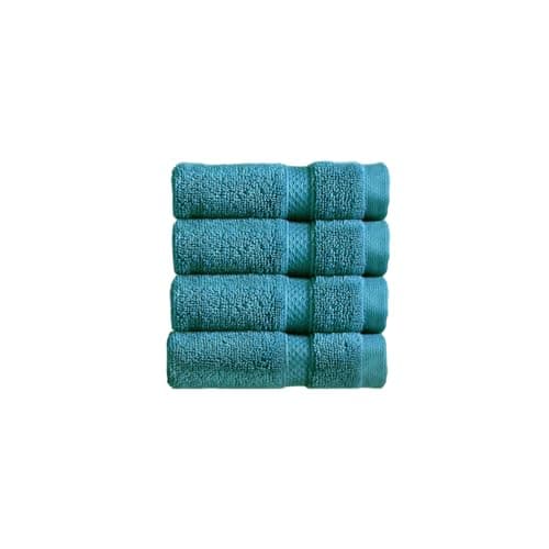 Image of Christy Chroma Face Cloths Set | Pack of 4 | Soft Velvety Smooth Bathroom Flannels | Bold and Bright | Face and Body Wash Cloths | 100% Cotton | Vivid Teal