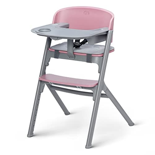 Image of Kinderkraft Livy 3in1 Highchair, Oak Wood, from 6 Months, up to 110 kg, 4 Height Settings, 3-Depth seat, Adjustable footrest, 5-Point Harness, Steel/Aluminium Frame, Pink