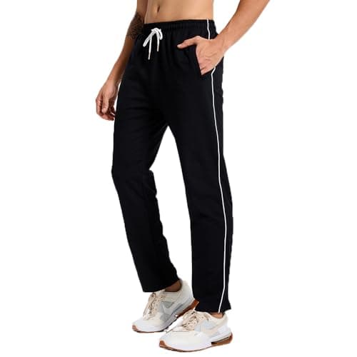 Image of PARTICLE PLANET Mens Running Joggers Tracksuit Bottoms Gym Sports Casual Trousers with 3 Zip Pockets Black S