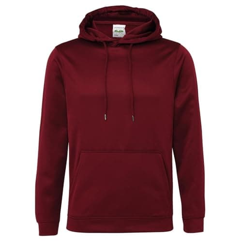 Image of AWDis Men's Sports Polyester Hoodie, Red (Burgundy), Large