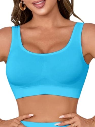 Image of Boolavard New Seamless Sports Style Bra Crop Top Vest Comfort Stretch Bras Shapewear (L, Aqua)