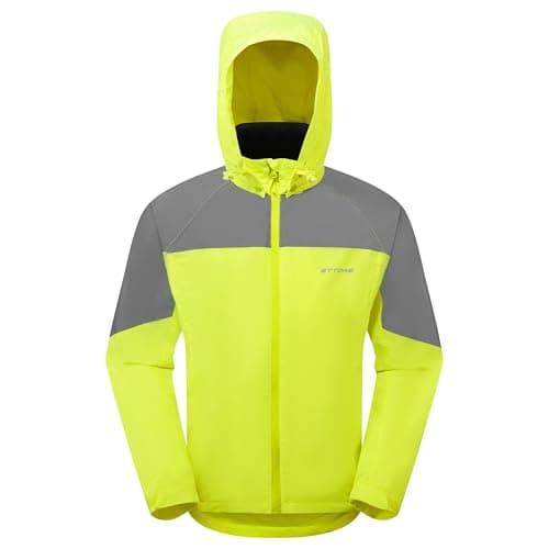 Image of Ettore Mens Waterproof Cycling Jacket With Removable Hood Breathable High Visibility - Hybrid Glow - Yellow - L