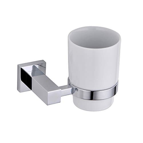 Image of Single Wall Mounted Round Tumbler and Holder Chrome
