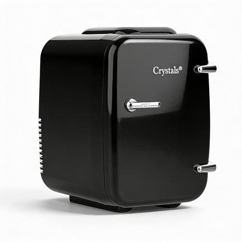 Image of Crystals 4/10/15L Litre Mini Fridge, Table Top Small Fridge Cooler & Warmer for Car Bedrooms Desk Office, 12V DC - 220 AC, Mini Fridge for Bedrooms – Energy Efficient (Black, 4L Litre)