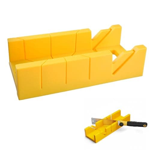 Image of SenaiMy 300mm Heavty Duty Mitre Box with 45 & 90 Degree Cutting Angles, High-Impact ABS Plastic Miter Box for Woodworking, Skirting Board, Picture Frames & DIY Home Improvement - Yellow