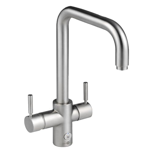 Image of InSinkErator 4 in 1 U-Shape Kitchen Sink Mixer Tap, Water Filter Tap & NeoTank, Instant Hot, Cold, Filtered & Near-Boiling Water Faucet, Brushed Steel