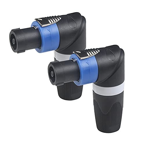 Image of wecan 2 Packs 4 Pin Right Angle Speaker Plug Speakon Connector, Speaker Jacks and Connectors Nl4fx Speakon Cables, Nl4fc Male Female Converter Nl2fx Plug Speakers Powercon Twist Lock