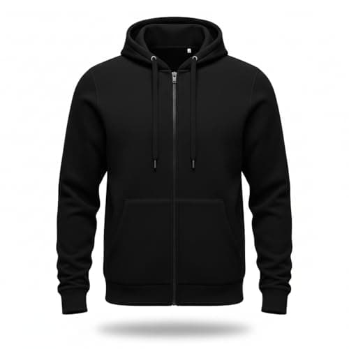 Image of ITRAT Men’s Zip Up Hoodie Sweatshirt Full Zip Hooded Sweatshirt Fleece Hoodie Jacket Warm Casual Winter Athletic Streetwear Lounge Workout Zip Hoodie (L, Black)