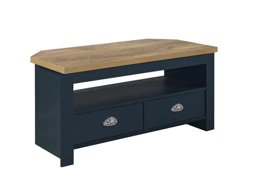 Image of Birlea Highgate Corner Tv Unit Navy Blue & Oak Effect