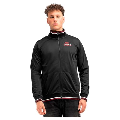 Image of Lonsdale Men's Irthing Training Jacket, Black/Red/Ecru, 3XL
