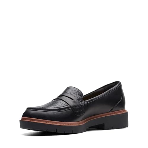 Image of Clarks Women's Westlynn Ayla Loafer, Black Leather, 6.5 UK Wide