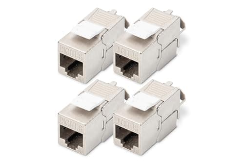 Image of Digitus Keystone module Cat-6A Shielded - 4 pieces - RJ45 socket - 500 MHz 10GBase-T - AWG 26-22 - Design compatible - With cable tie - Tool-free installation