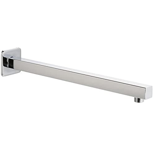 Image of 20'' Shower Arm with Flange and Teflon Tape, Voolan Extension Shower Head Arm for Bathroom Fixed Rain Showerhead, Solid Stainless Steel, Wall Mounted, Square,Chrome