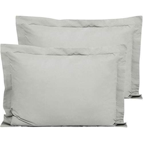 Image of FLXXIE 2 Pack 100% Brushed Microfiber 1800 Oxford Pillowcases, Stain Fade and Wrinkle Resistant, Soft and Cozy Standard Oxford Pillow Cases | Hotel Quality Pillow Shams, Light Grey, 50x75 cm
