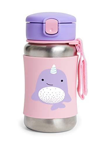 Image of Skip Hop Toddler Sippy Cup with Straw, Zoo Stainless Steel Straw Bottle, Narwhal