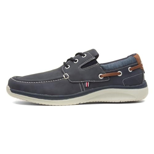 Image of Comfy Steps Harlan Mens Navy Lace Up Boat Shoe - Size 8 - Blue