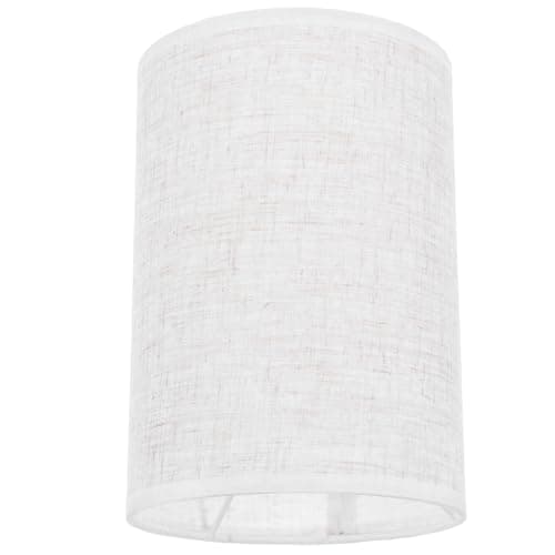 Image of Tofficu E27 Cylinder Fabric Lamp Shade 7.87X5.51 Inch Drum Light Shade, Easy Assembly Drum Lamp with E27 Adapter Ring for Table Floor Soft Diffuser Bedroom Living Dining (White)