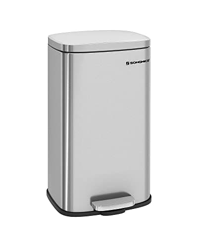Image of SONGMICS Kitchen Bin 30L, Pedal Bin, Rubbish Bin with Soft-Close Lid and Inner Bucket, Steel, Silver LTB03NL