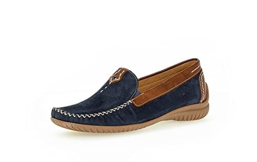 Image of Gabor California 090.46 Navy/New Whisky Nubuck Leather Womens Slip On Moccasin Shoes UK 6.5 Navy/New Whisky
