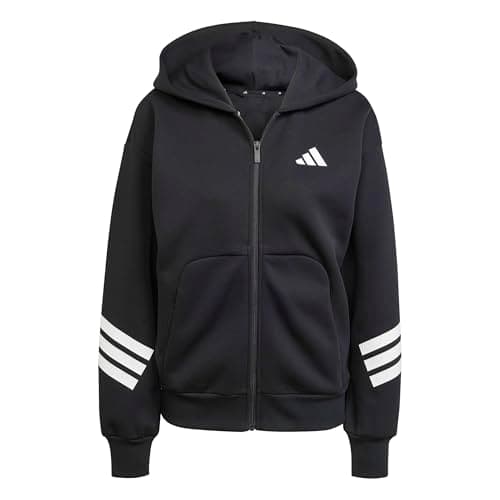 Image of adidas Women's FUTURE ICONS THREE STRIPES FULL ZIP HOODIE, black, XXS