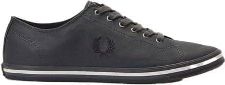 Image of Fred Perry Mens Womens Unisex B7259 Kingston Twill Trainers Sneakers Plimsolls Gunmetal Grey - Size 5 UK 38 EU