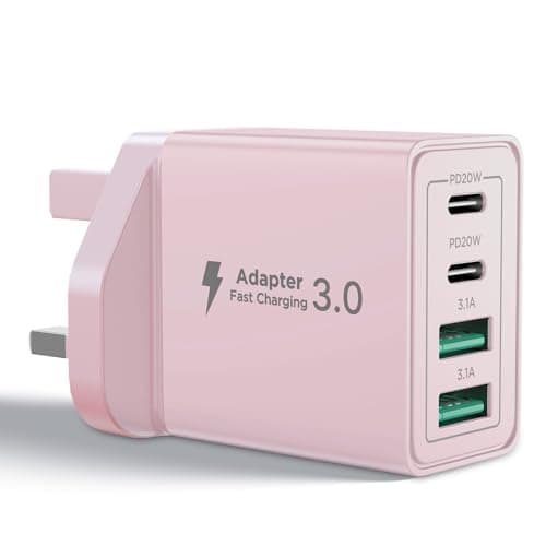 Image of USB C Plug, 40W 4-Port Fast Charger Multi USB Plug UK Dual Port PD USBC Power Adapter+QC Wall Charger, Type C Fast Charging for iPhone 16 Pro Max 15 14 13 12 11 Pro Max XS XR SE 8 7, iPad
