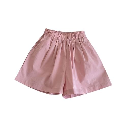 Image of Jogging Bottoms Girls Children's Casual Trousers College Loose Shorts Elastic Waist Wide Leg Trousers (3 12 Years Old), pink, 3-4 Years