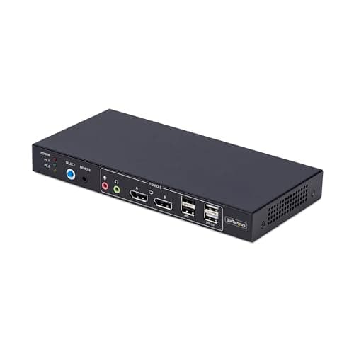 Image of StarTech.com 2-Port Dual-Monitor DisplayPort KVM Switch with Dual View Video Matrix, 4K 60Hz, 4x USB Hub Ports, TAA Compliant