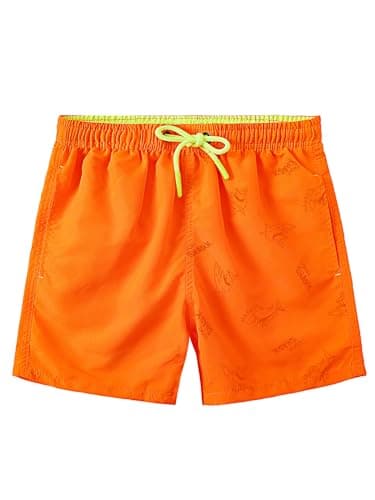Image of SERENYOU Kids' Beach Trunk Boys Boardshorts Lightweight Plain Swim Shorts Orange 5-6 Years