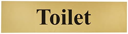 Image of Scan SCA6051 Self adhesive brass effect sign - Toilet,White,200 x 50mm