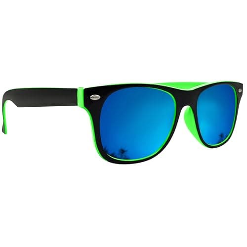 Image of Mustavo Mens Sunglasses Men's Eyewear Twotone Frame Ladies Sunglasses Classic Retro Style With Blue Mirror Lense UV400 Protection (Green)