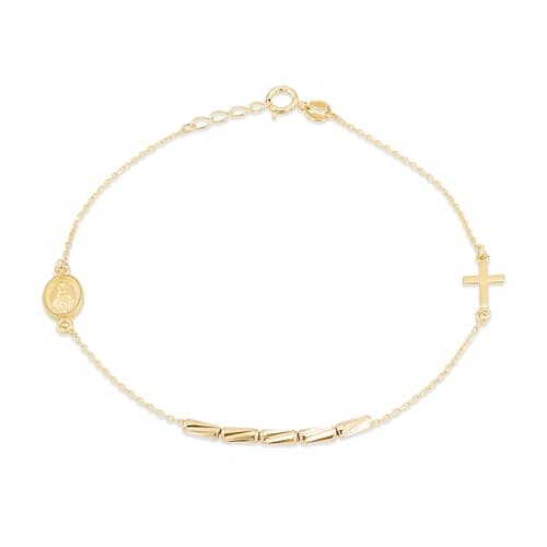 Image of CARISSIMA Women 9ct Yellow Gold Rosary Bracelet 18cm/7"-19cm/7.5"