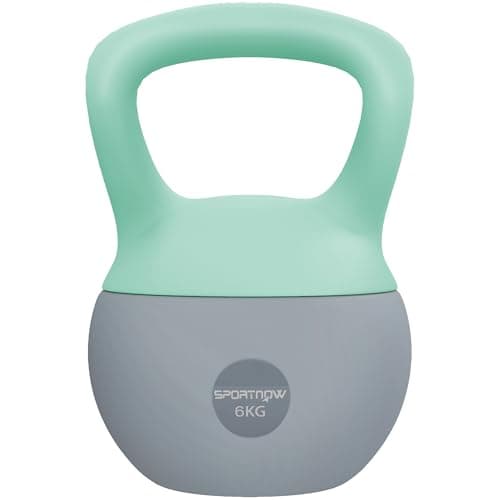 Image of SPORTNOW Soft Kettlebell, 6kg Kettle Bell with Non-Slip Handle for Home Gym Weight Lifting and Strength Training, Grey and Green