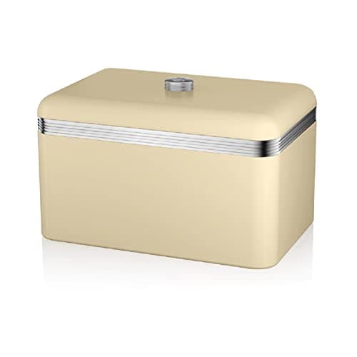 Image of Swan SWKA1010CN Retro Bread Bin, Metal, Cream(Retro), 18 Litre Storage Capacity