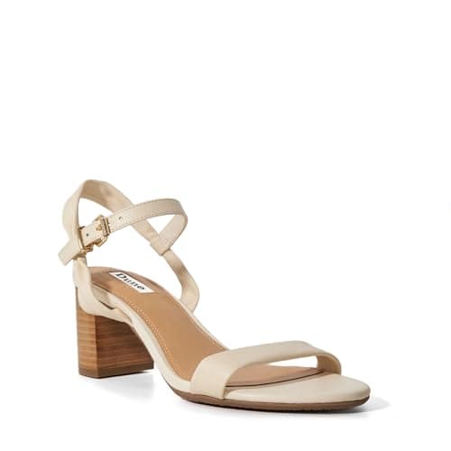Image of Dune London Ladies JALIZ Wide Fit Block Heel Sandals Size UK 5 Heeled Sandals Ecru