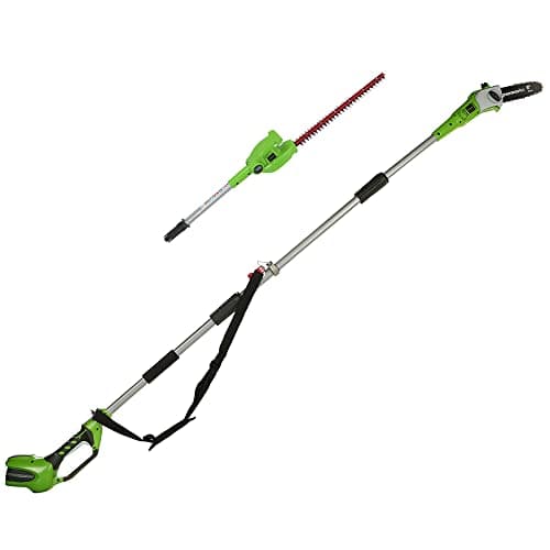 Image of Greenworks G40PSH Cordless 2-in-1 Pole Saw and Pole Hedge Trimmer with Shoulder Strap, Pole Saw 20cm Bar, Trimmer 51cm Dual Action Blades, WITHOUT 40V Battery & Charger, 3 Year Guarantee