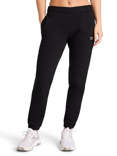 Image of Reebok Women's Rhinestone Jogger, Standard Fit, 30 Inch Inseam, Midweight Cotton-Poly Fabric Tracksuit Bottoms, Black, Large