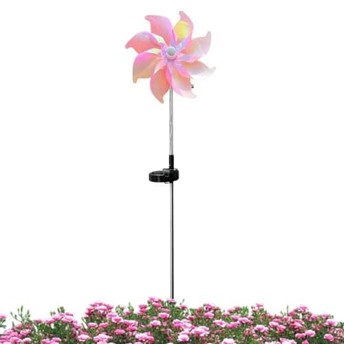 Image of Colorful Garden Spinner, Solar Pinwheel Stake, Waterproof Art Decor, Outdoor Backyard Patio Balcony Showcase, Functional Courtyard Park Farmhouse Ornament, Landscape Accessory for Lawn, Terrace, 180g