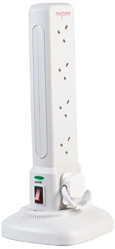 Image of proelec 10 Way Surge Protected Tower Extension Lead with USB - White