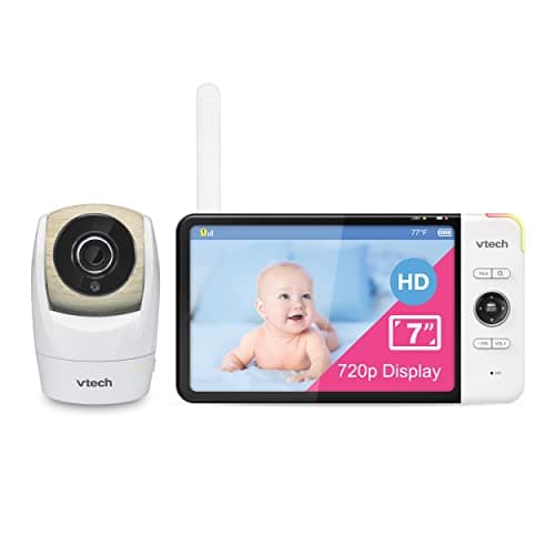 Image of VTech VM919HD Baby Monitor with Camera, 360° Pan and Tilt,Video Baby Monitor with 7" 720p HD Display, 110° Wide-Angle View, HD Night Vision, 1000 ft Long Range, up to 7-hr Video Streaming Battery