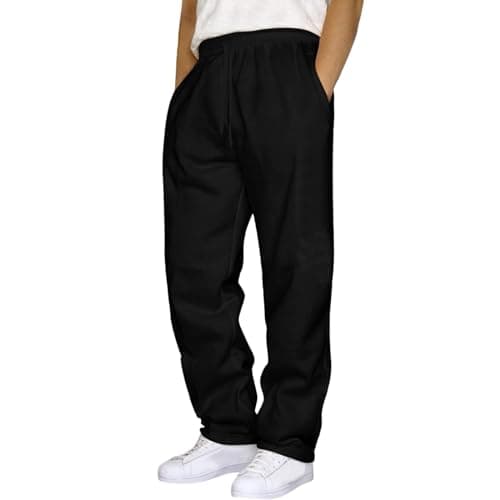 Image of Generisch Sportswear Men's Casual Plain Tracksuit Bottoms with Lace-Up Cuff Pocket Training Pants Men, black, L
