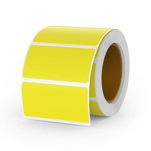 Image of YIKIADA Thermal Labels 25 × 50 mm Vinyl Self-Adhesive Stickers BPA-Free Waterproof Printer Decals Name Tags Roll for Small Business Office Address 500 PCS Yellow